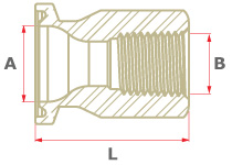 Drawing of Hygienic Clamp x Female Thread (AD)